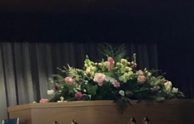 STRAWBERRIES AND CREAM  CASKET SPRAY