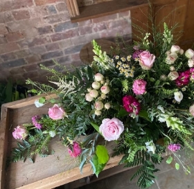 STRAWBERRIES AND CREAM  CASKET SPRAY
